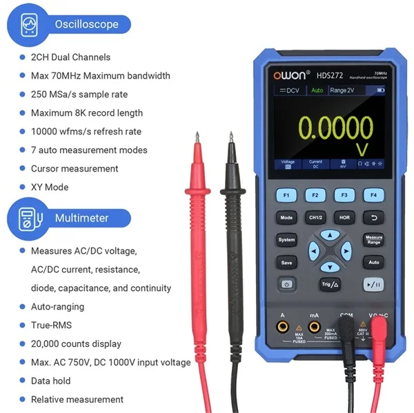 OWON HDS272 Oscilloscope 3in1 Digital Oscilloscope Waveform Generator