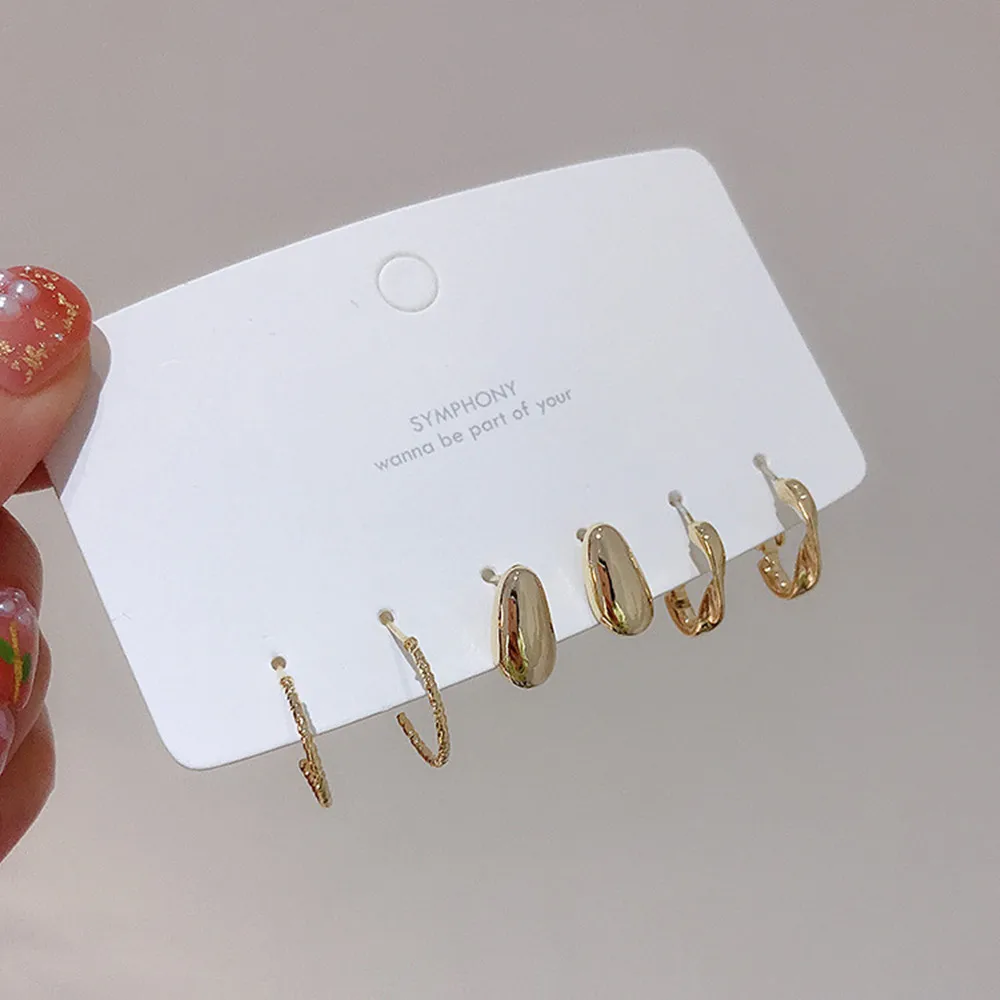 

2020 trendy combination three-piece set of earrings simple and compact female temperament ear ring Korean versatile web celebrit