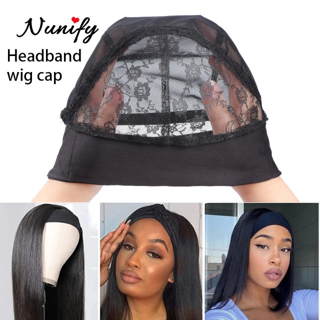 Headband Wig, Wig with Bangs with Wig Holder Band Black Wig Caps for Making Wigs Spandex Dome with Head Grip with Adjustable Band,Temu