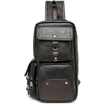 

Crossbody Sling Bag Sling PU Leather Casual Chest Shoulder Bag for Travel Hiking Outdoor
