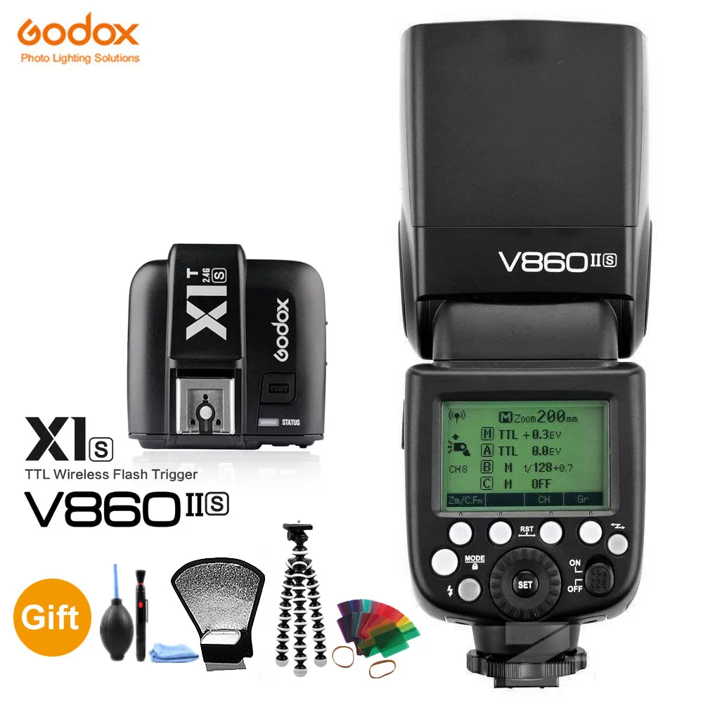 Godox V860II-S E-TTL HSS 1/8000 литий-ионный аккумулятор Speedlite Flash+ X1T-S передатчик для камеры sony DSLR A7R A7RII A58 A99 A6000