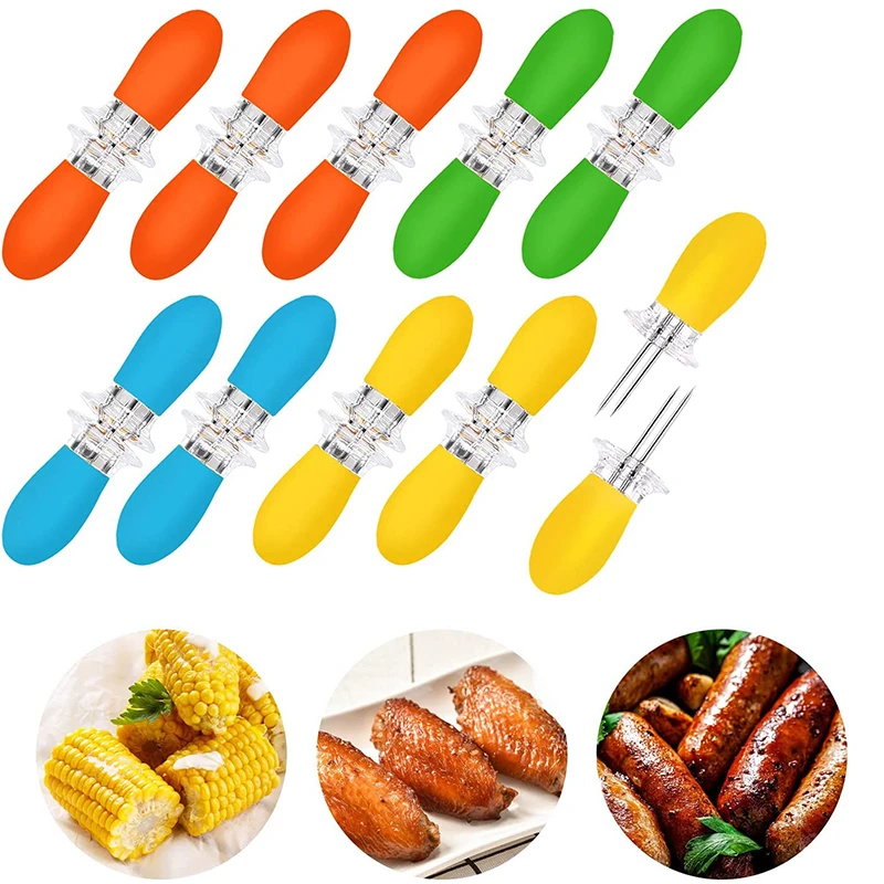 Stainless Steel Corn Holders Design Corn Cob Holders BBQ Forks Skewers Corn on The Cob Cooking