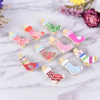 

10PCS Clips Pegs Colored Wooden Clip Christmas Decor Cute Animal Fruit Unicorn Memo Paper Clips Stationery Clothespin Craft