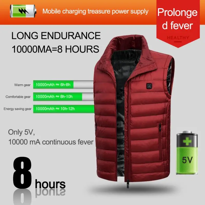 Electric Vest Heated Cloth Jacket 5V USB Warm Heating Pad Winter Body Warmer