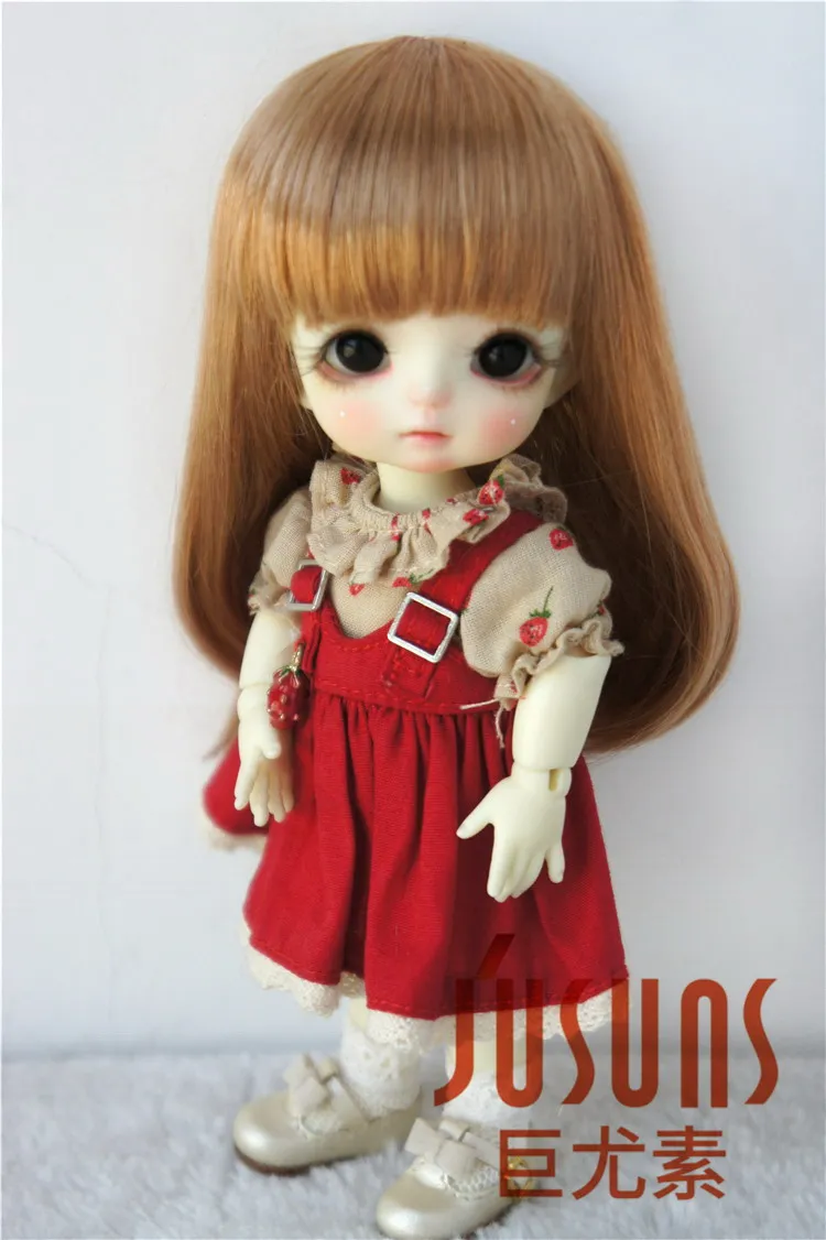 5-6inch Golden Blond JD319BS 1/8 милые кукольные парики с полной челкой Размер 5-6 дюймов модные мягкие синтетические мохер BJD кукольные парики кукольные аксессуары - Цвет: 5-6inch Golden Blond