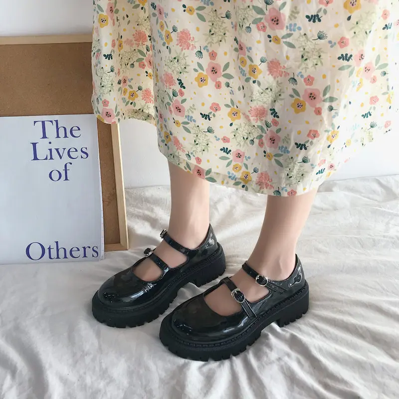 Туфли женские на платформе с двойной пряжкой Мэри Джейн Лолита | Обувь