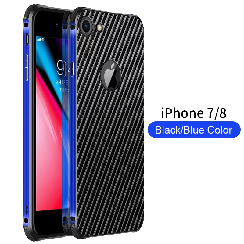for i78 Blue Для iPhone Xs Max XR 7 8 Plus чехол, металлический каркас алюминиевый бампер сплав рамка Защитная крышка военный класс Броня углеродного волокна - Цвет: for i78 Blue
