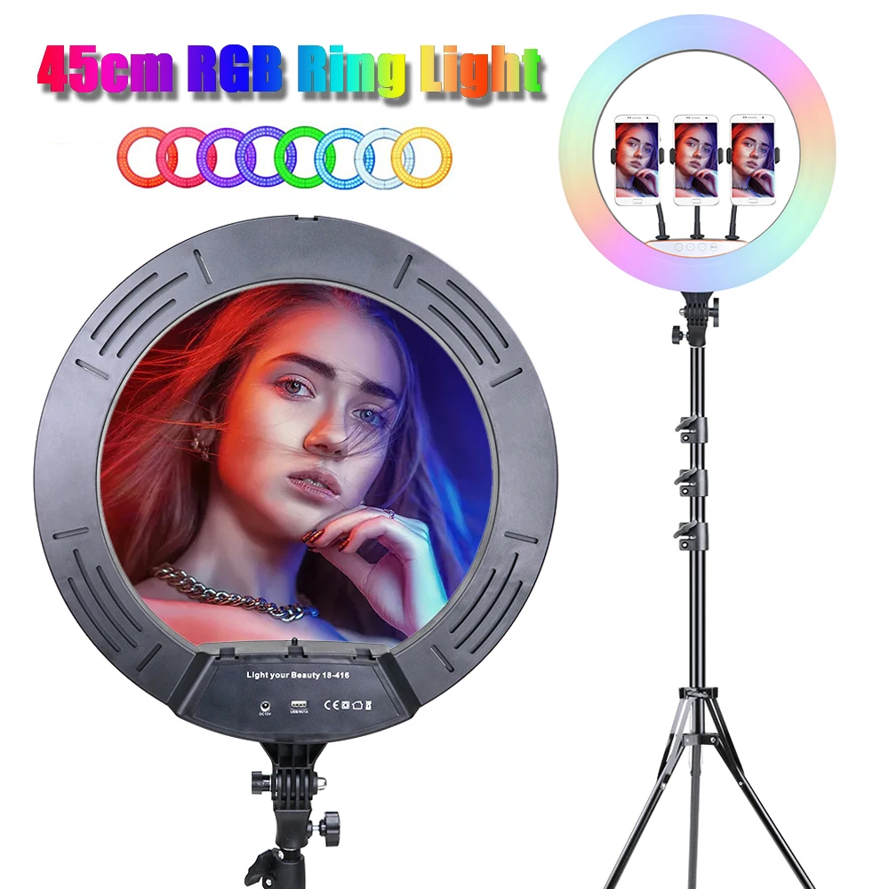 18inch 45cm RGB Selfie LED Ring Light Tripod Phone
