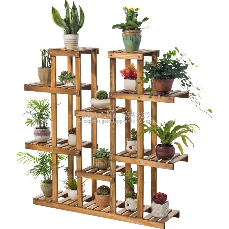 30% Kayu Plant Stand Bunga Pemegang Rak 