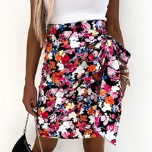 Aliexpress - Summer Boho High Waist Floral Wrap Skirt Women 2021 Casual Slim Mini Leopard Print Female Irregular Bodycon Midi Short Skirts