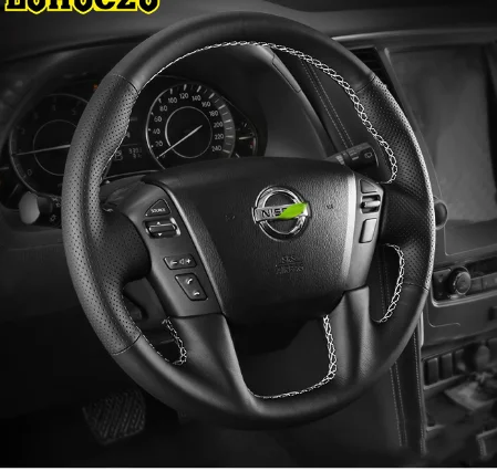Подходит для 2013- Nissan Tour Le Y62 кожаный чехол для ручного шитья рулевого колеса автомобиля модифицированный Карбон волокно руль cov