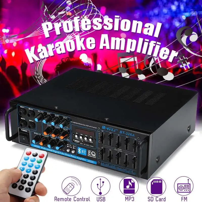 

Professional Audio Powers Amplifier bluetooth HF Home Theater Car Amplifiers Subwoofer Remote Control Support FM USB SD