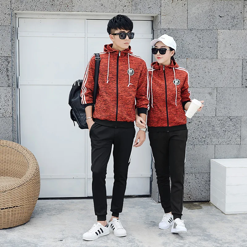 

Couples Hoodie Suit Spring And Autumn Trend Korean-style MEN'S Coat Casual Sports Clothing Two-Piece Set Sports Set Men's