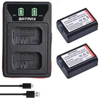 

Batmax NP-FW50 NPFW50 FW50 Battery akku+LED Dual USB Charger for Sony Alpha a6500 a6300 a7 7R a7R a7R II a7II NEX-3 NEX-3N NEX-5