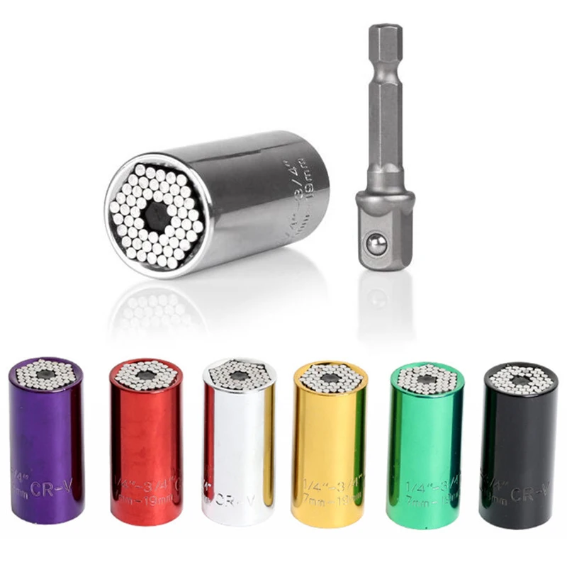 

Torque Wrench Universal Sleeve Head Set Magic Socket Sleeve 7-19mm Spanner Key Multi Hand Tools Cr- Material