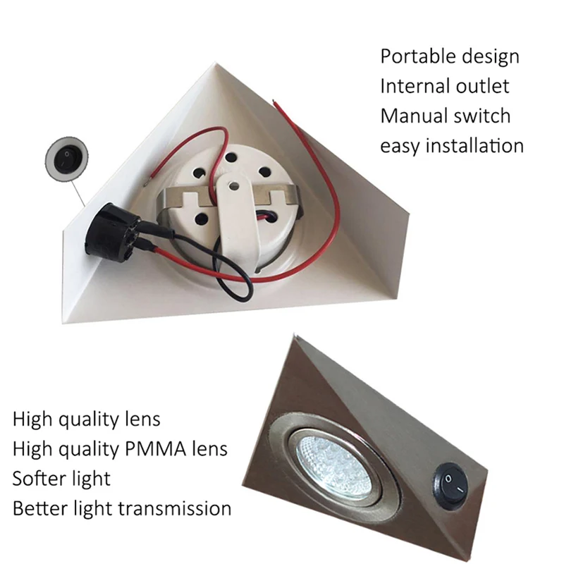 Светодиодный настенный светильник, сетевой кухонный шкаф под шкаф, треугольный светильник, комплект, 110-220 В, точечный светильник, караван, кемпер, Домашний Светильник, ing
