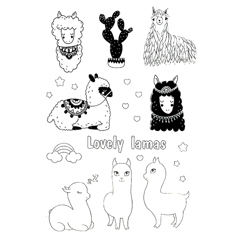 Lychee Life DIY Alpaca Stamp Transparent Silicone Stamp Seal Sheet For Scrapbooking Photo Album Decoration