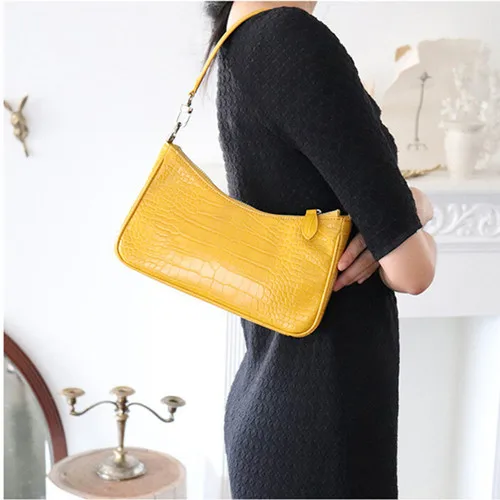Винтажные женские сумки на плечо из аллигатора, дизайнерские сумки, роскошная сумка-мессенджер из искусственной кожи, женские большие кошельки SAC A основной - Цвет: yellow