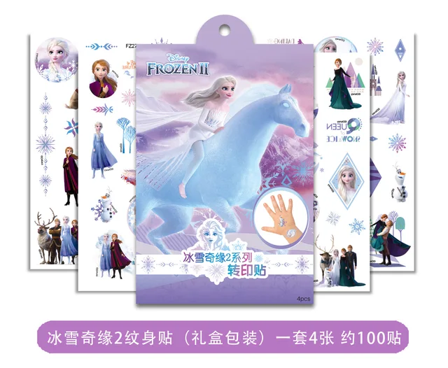 Disney Toy Story Woody Buzz Child Temporary Tattoo Body Art Flash Tattoo Stickers elsa anna Waterproof  Styling Sticker gift box 4 sheet N