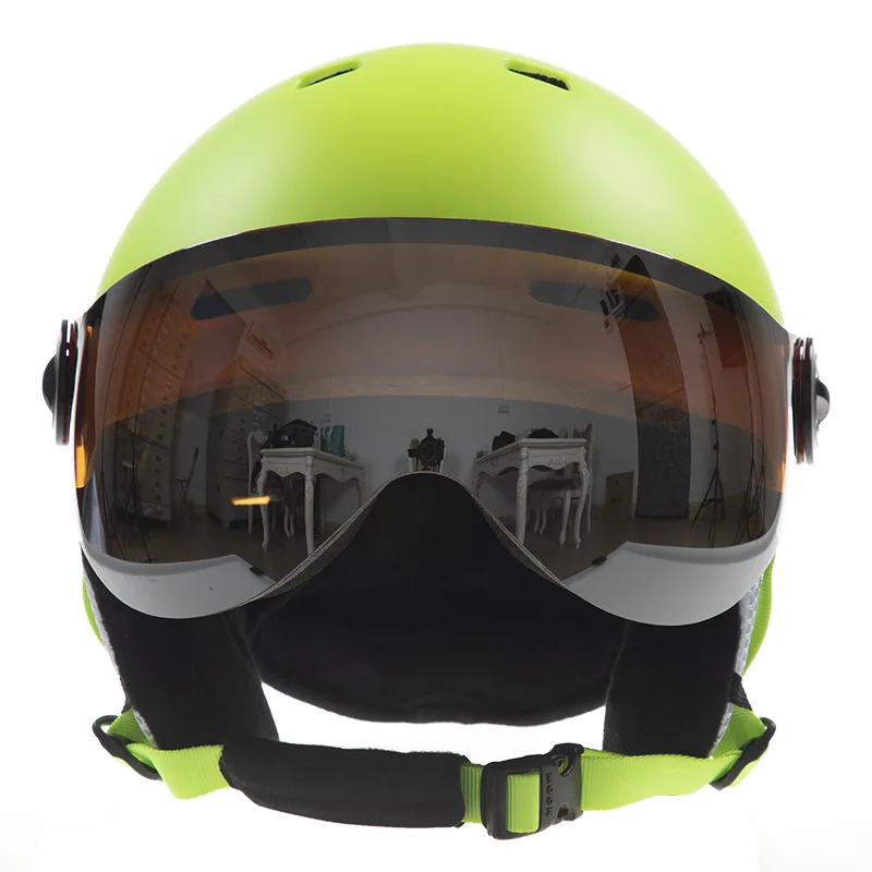 MOON สกีหมวกกันน็อกแว่นตา Integrally-Molded PC + EPS คุณภาพสูงสกีกีฬากลางแจ้งสโนว์บอร์ดสกีสเก็ตบอร์ดหมวกกันน็อก