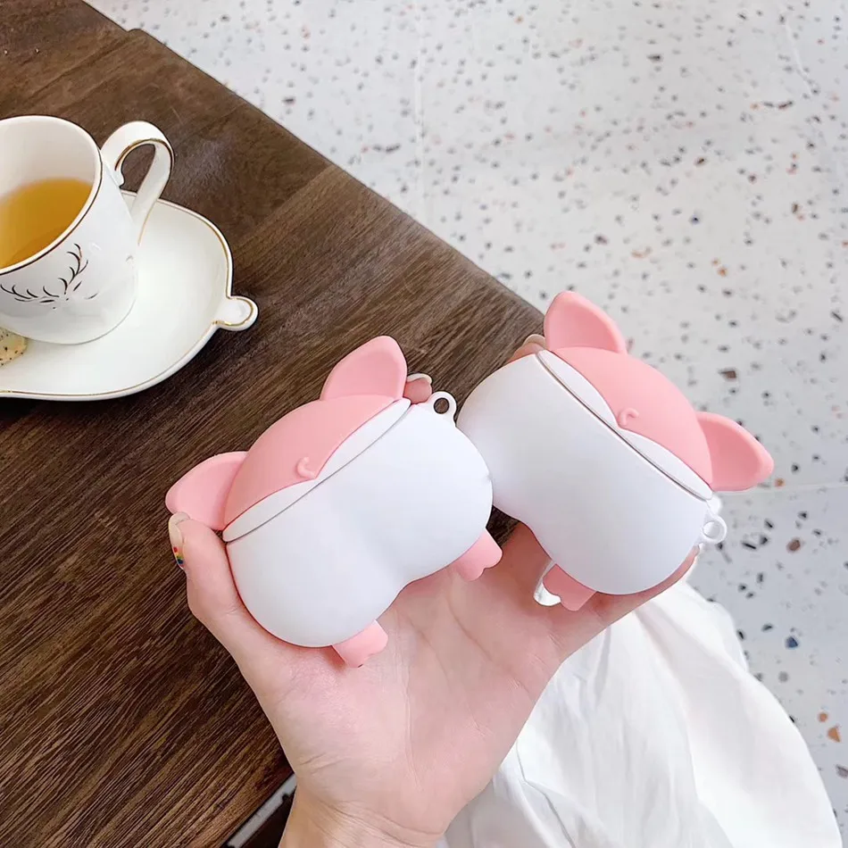 3D чехол для наушников с Bluetooth и автобусом для AirPods 2, силиконовый чехол с милой мультяшной Свинкой, защитный чехол для Apple Air pods, чехол 1