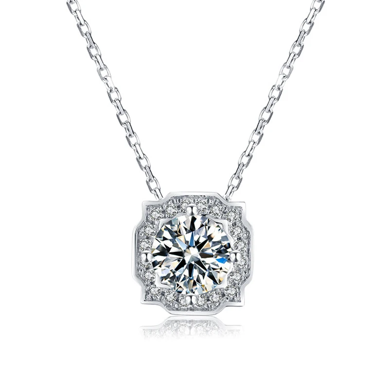 OEVAS Sparkling D Color Real 1 Carat Moissanite Bridal Pendant Necklace 100% 925 Sterling Silver Wedding Fine Jewelry Wholesale