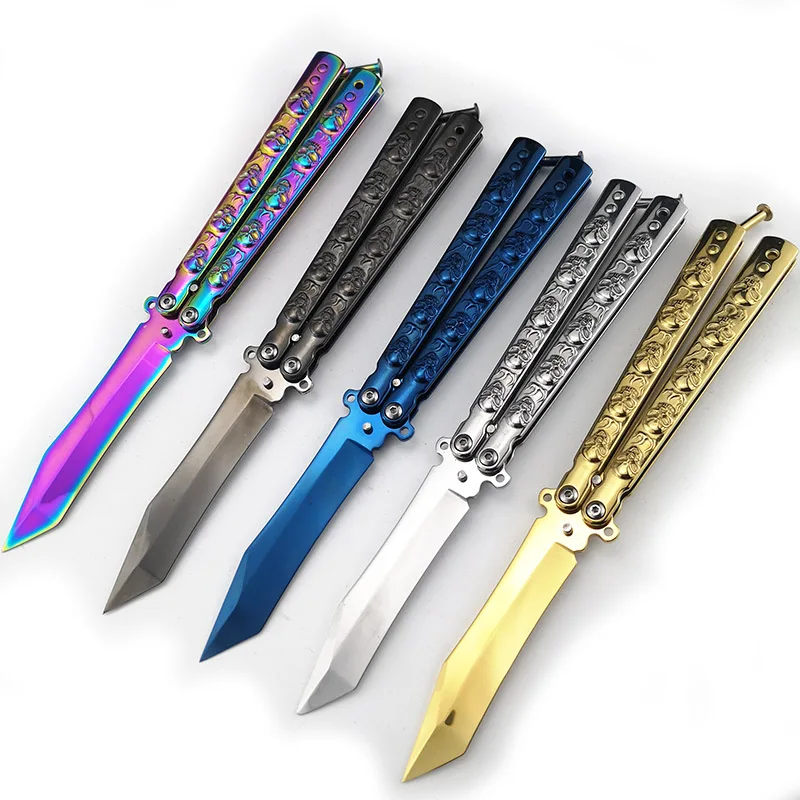 Offerte Farfalla IN Coltelli, Di Sopravvivenza 3D Coltello In Titanio, di Formazione Pratica Coltello, CS GO lettore Lama di Tasca, opaco Lama Acciai