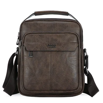 

Noble PU Leather Handbag Shoulder Bag High Quality Business Retro Messenger Bag Double Zipper Design Male Crossbody Shoulder Bag