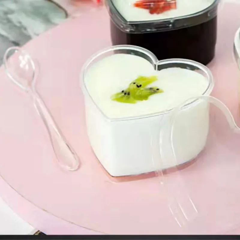 10 шт. в форме сердца Пластиковые cuptakeway соусные чашки контейнеры Многоразовые прозрачные горшок банка контейнер Путешествия Портативный Slime коробка для хранения