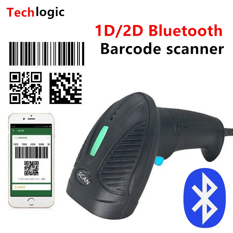 1D 2D беспроводной bluetooth сканер штрих кодов QR PDF417 считыватель данных Matirx кода