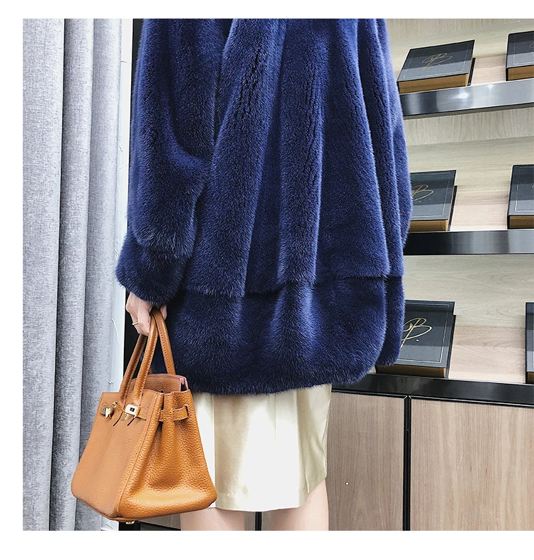 Новое зимнее Норковое меховое пальто женское с капюшоном маятника волнистые волосы женское меховое пальто 1009