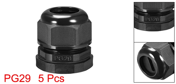 PG29 5mmx19mm 5pcs Uxcell PG16 PG21 PG29 кабельный ввод проволочное отверстие 4 мм x 10 мм 5 мм x 10 мм 5 мм x 19 мм 6 мм x 14 мм ip68водонепроницаемый нейлоновый Соединитель с шайбой черный - Цвет: PG29 5mmx19mm 5pcs