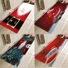 3D Christmas Santa Claus print Carpet Anti-slip Kitchen Dinning Room Fireplace Floor Mat Flannel Rug Durable Xmas Home Decor