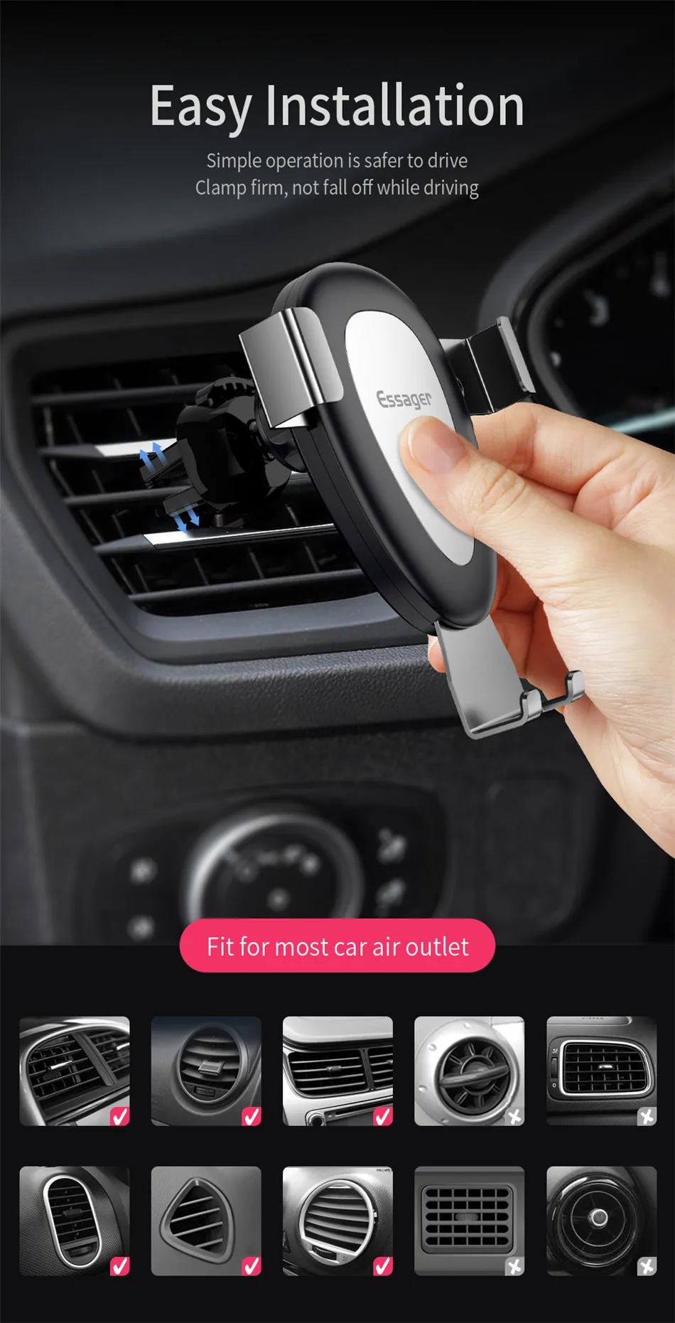 Автомобильный держатель для телефона Essager Gravity для iPhone samsung A50 S10 держатель на вентиляционное отверстие автомобиля держатель для телефона в автомобиле держатель для мобильного телефона Подставка