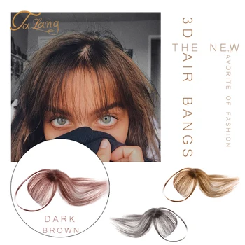 

TALANG Black/Light Brown Clip On Bangs Hairpieces for Women Bangs Extensions Synthetic High Temperature Fiber hair