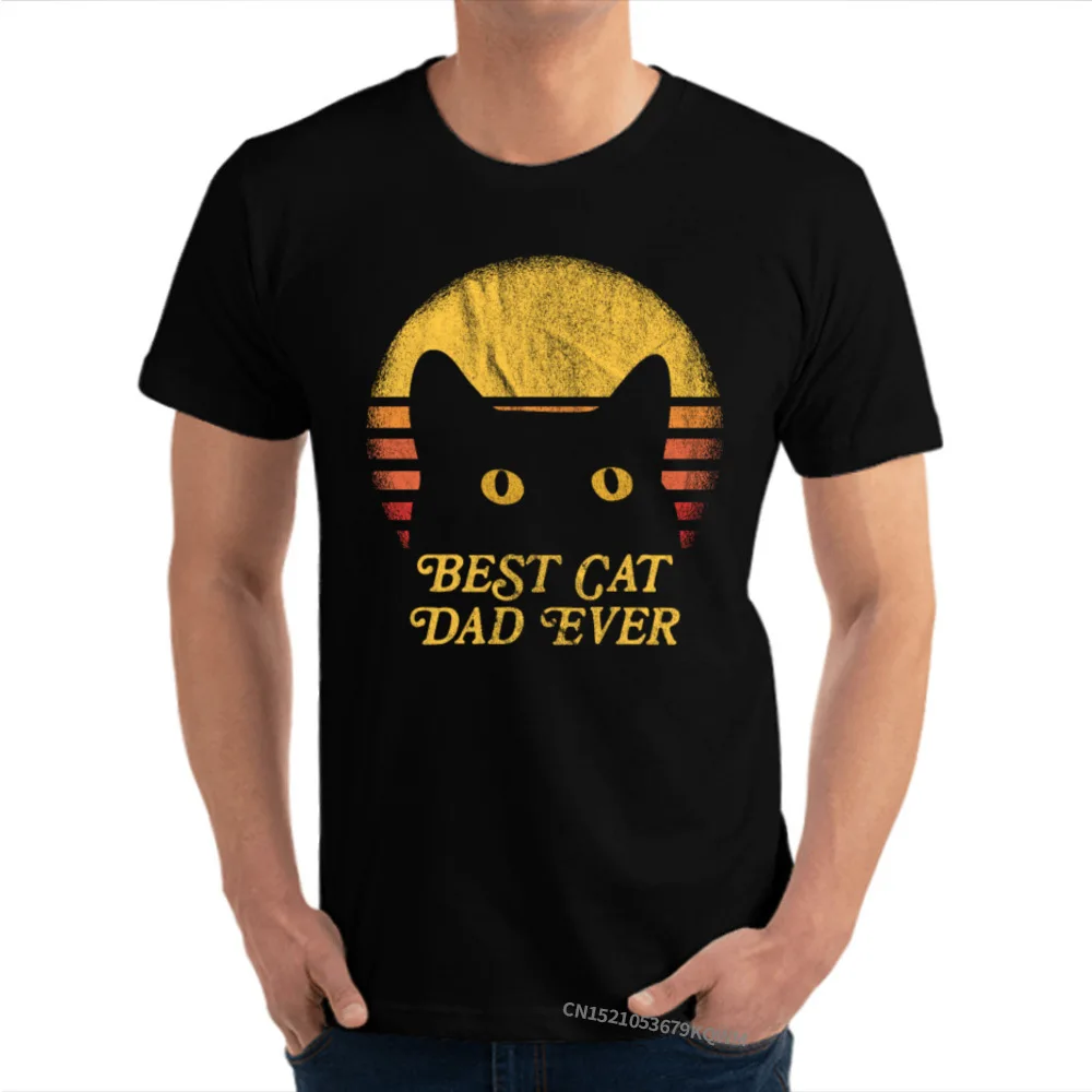 Мужская Подарочная футболка с надписью Best Cat dad ever cat топ из чистого хлопка круглым