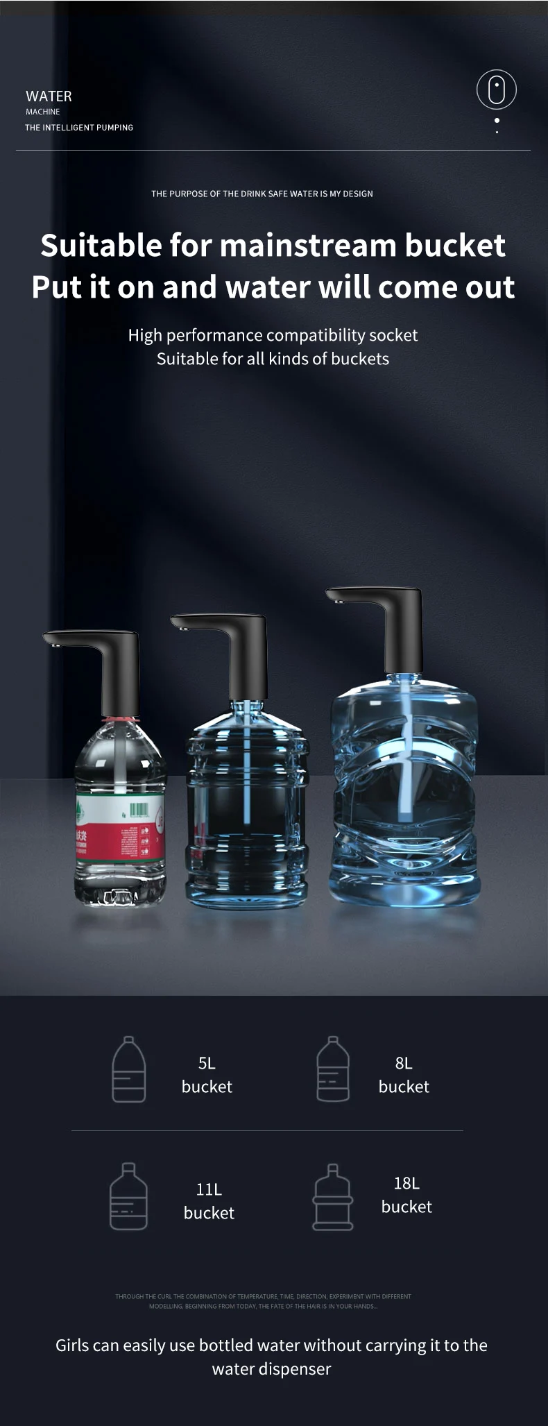 Portable Water Dispenser com carregamento USB, automático