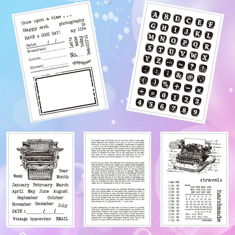 Прозрачная ПЕЧАТНАЯ МАШИНКА в стиле ретро для скрапбукинга/резиновый штамп