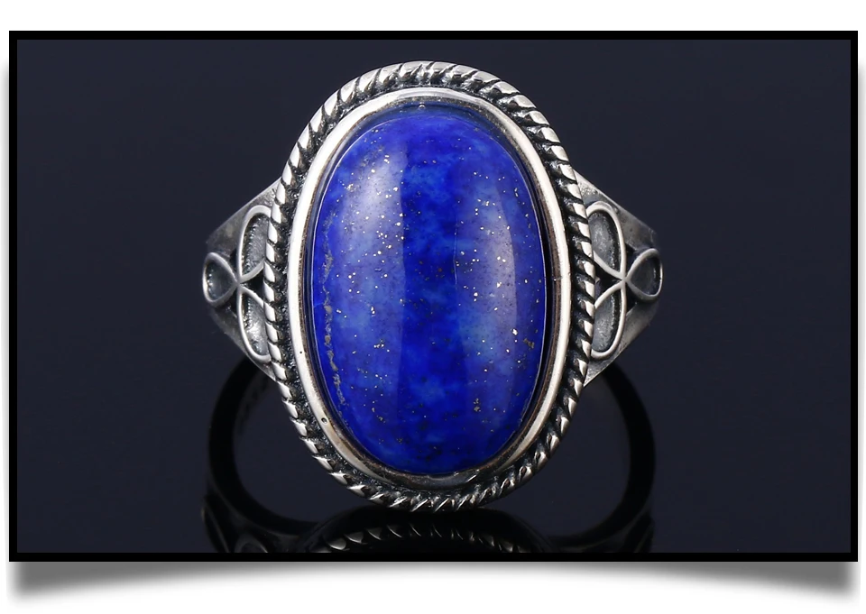 Овальный большой натуральный Lapis различные драгоценные камни кольца 925 пробы серебряные ювелирные изделия для женщин подарок обручальные кольца