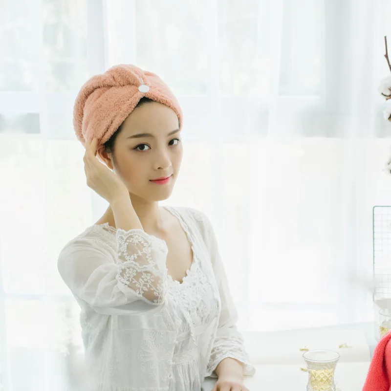 Полотенец коралловый бархат домашняя сухая шапка для волос плюшевая Волшебная шапочка для душа негабаритный впитывающий Быстросохнущий волос D
