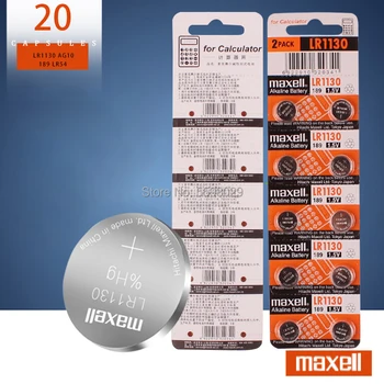 

20PCS/lot 100% Original for Maxell 1.5V AG10 LR1130 Alkaline Button Battery Cell 389 LR54 SR54 SR1130W 189 LR1130