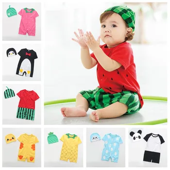 

3-24M Newborn Baby Clothes Girls Clothing Set Cotton Tollder Kids Costume Panda Baby Rompers Animal Style Infant Romper+hat Baby