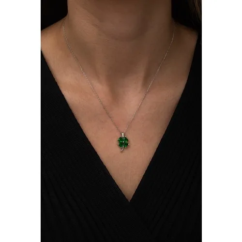 

925 Yellow Cubic Zirconia Clover Necklace Women Silver Necklace