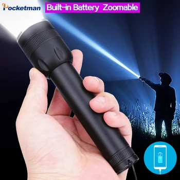 

USB Rechargeable Flashlight with Power Bank Built-in Battery Torch Waterproof Flashlight Portable Outdoor Camping Flashlight