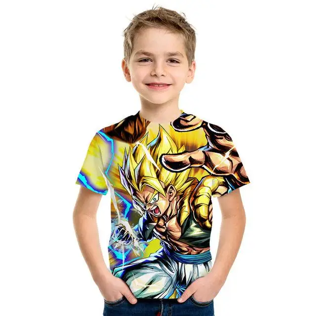 Детская футболка с изображением дракона и шарика Z goku Saiyan, Детская футболка с 3D-принтом, Детская футболка, модная футболка для мужчин и девочек - Цвет: PT-243