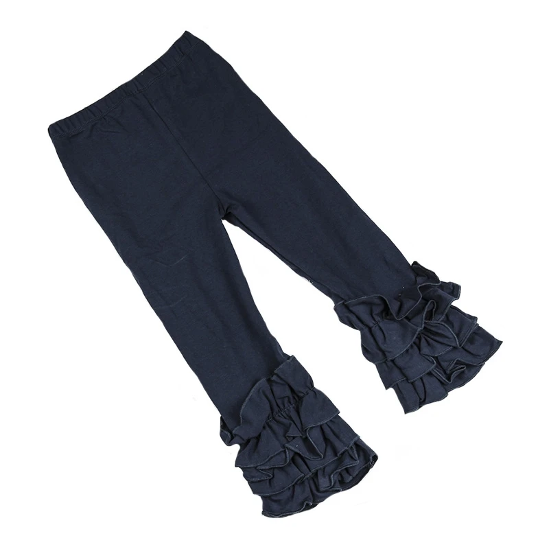 Распродажа! 21 стиль тройной глазурью гофрированные леггинсы мягкий удобный хлопчатобумажный брюки для маленьких девочек Детские однотонные брюки Капри