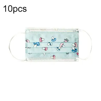 

10Pcs Kids Cartoon Print Dust Proof Anti Haze Droplet 3 Layer Meltblown Mask