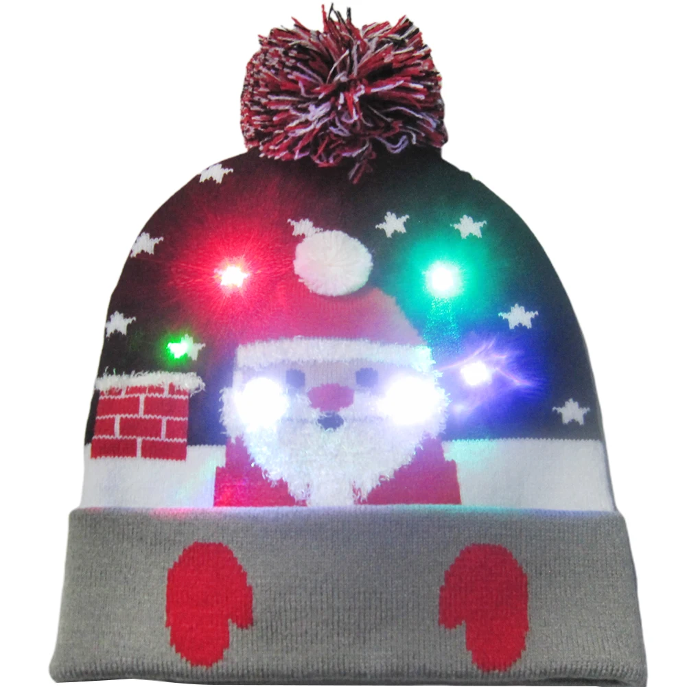 44 стиля, Рождественский трикотаж, теплые шапки, вязаный свитер, светодиодный светильник, вязаная шапка, Рождественский Санта и олень, шапка, светильник, вязаная шапка для детей и взрослых