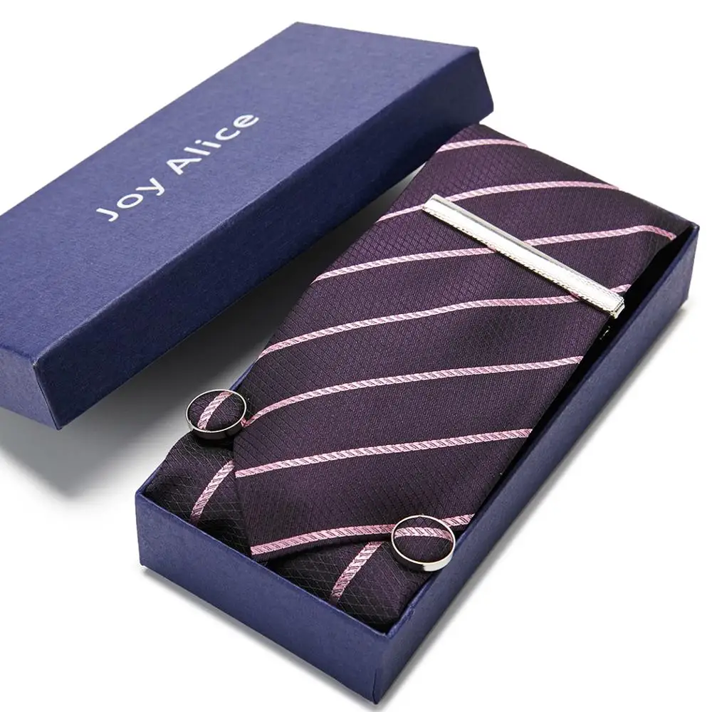 

Luxury Necktie Men 7.5cm 100% Silk Red Stripe Lattice Tie Necktie Set Floral Necktie Formal Dress Wedding Party mens classic tie