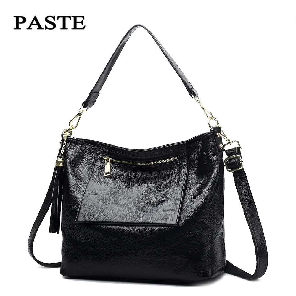 Luxury Tassel Genuine Leather Handbag for Women Brand Fashion Design Soft Cow Leather Messenger bag Women's Crossbody bags